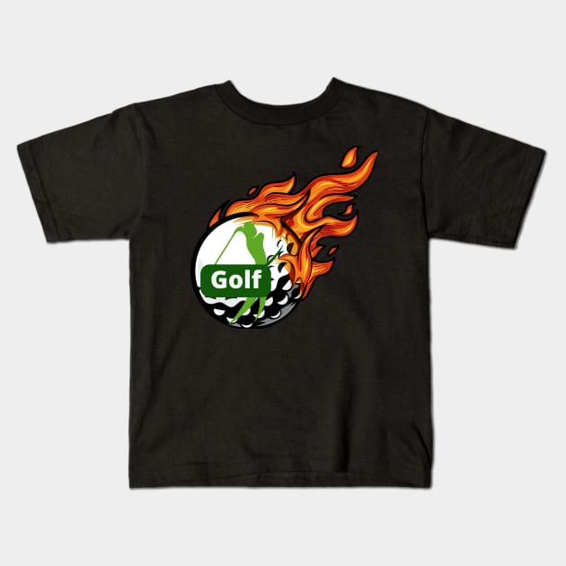 fire golf ball Kids T-Shirt by positive_negativeart